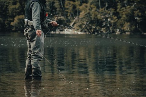 An angler working on his finesse presentation for bass fishing.