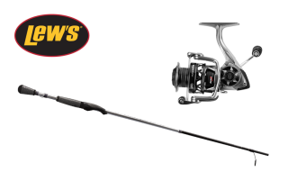 Lew's image of black and silver fishing rod and spinning reel