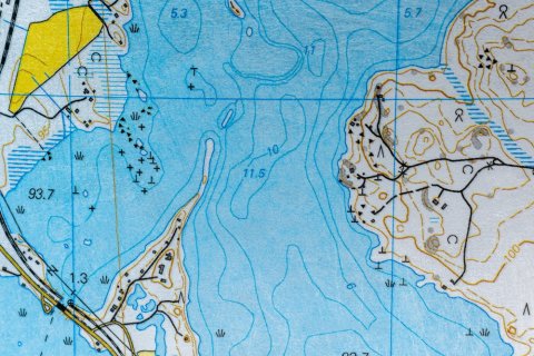 A close-up of a topographic map